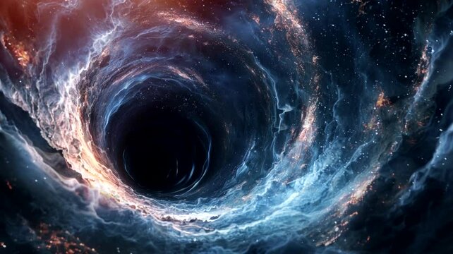 Interstellar blackhole travel scene, animated virtual repeating seamless 4k	