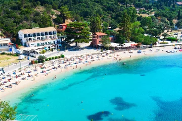 Papier Peint photo Turquoise Paleokastritsa beach on Korfu, Greece