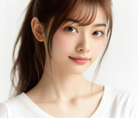 白いTシャツの美少女
