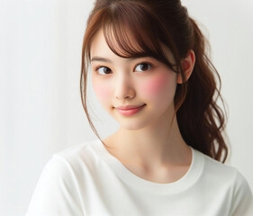 Fototapeta premium 白いTシャツの美少女 