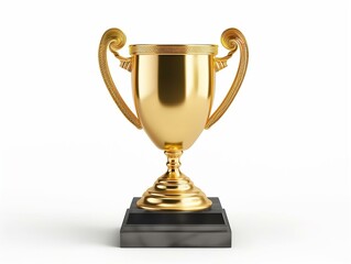 Elegant Golden Trophy on White Background for Achievements and Recognition