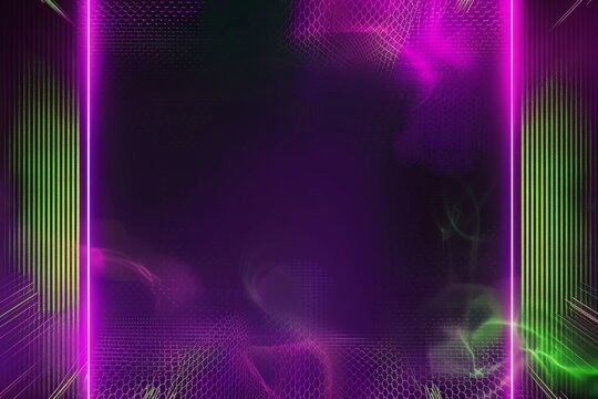 Abstract Future Digital Violet, Neon Green and Black Style Vector Illustration Border Banner Art Background with Empty Copy Space created with Generative AI Technology