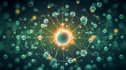 A menacing green germ virus representing infection and illness, showcasing the microscopic world of bacteria and viruses.
