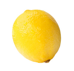 Front view of yellow lemon fruit isolated with clipping path in png file format