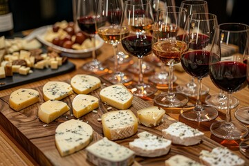 Fototapeta na wymiar Cheese and Wine Pairing Evening