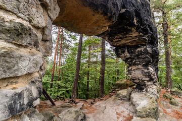 Mala Pravcicka brana rock gate the Czech Switzerland National Park, Czech Republic. - 765776094