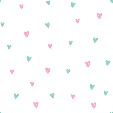Hand drawn Cute Little Heart background seamless pattern vector
