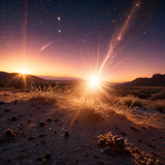 Desert Glow under Northern Lights - obrazy, fototapety, plakaty