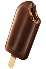 Chocolate popsicle with chocolate coating and creamy filling