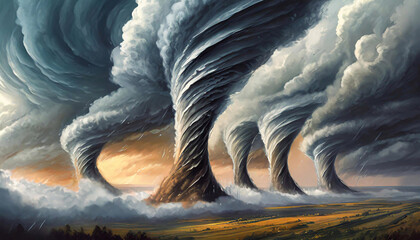 Tornado, cyklon. Abstrakcyjny krajobraz surrealistyczny. Abstrakcyjne tło - obrazy, fototapety, plakaty