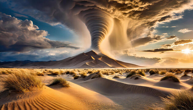 Tornado, cyklon. Abstrakcyjny krajobraz surrealistyczny