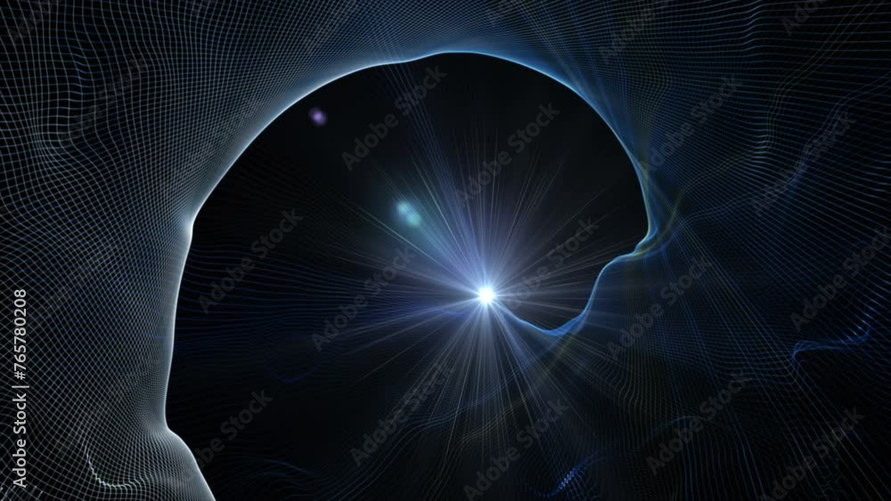 Aufkleber futuristic video animation with wave object and glowing light in slow motion, 4096x2304 loop 4k