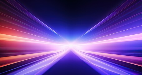 Abstract beautifull background with neon light lines, curved tunnel of time and space, digital futuristic wallpaper, blue purple orange gradient backdrop for product presentation 