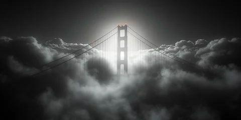 Papier peint adhésif Etats Unis bridge in fog
