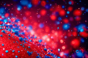 blue and ruby particle scattering reminiscent of a stellar explosion or a microcosmic celebration.