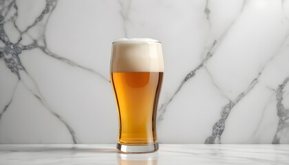 Beer glass isolated on marble background - obrazy, fototapety, plakaty