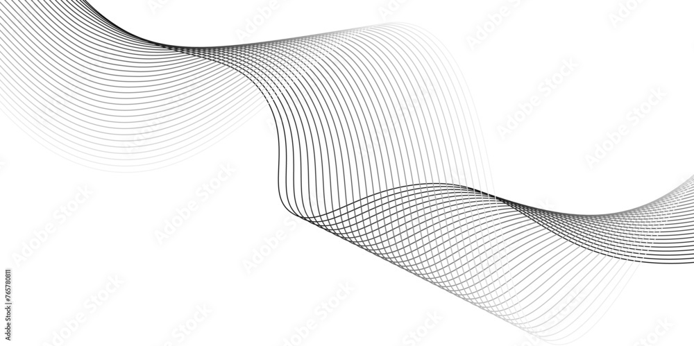 Aufkleber abstract dynamic black color lines, waves. technology line stripe isolated science digital flowing b