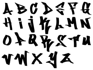 Graffiti tag letters, vector hand drawn graffiti alphabet A to Z