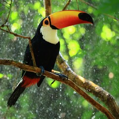 Toucan sous la pluie