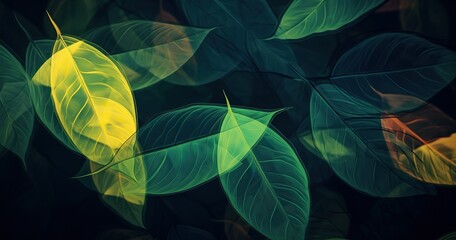 Abstract beautifull color background with blurred shapes of leaves. Nature concept. stock photo, black plain backdrop in the style of nature