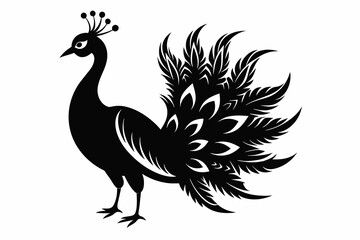 Fototapeta na wymiar give-the-black-silhouette-vector-of-peacock.