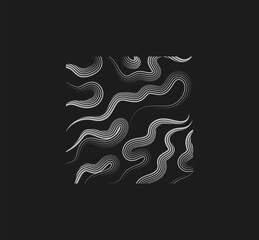 linear waves drawn in sketch style, art element in square shape without sides