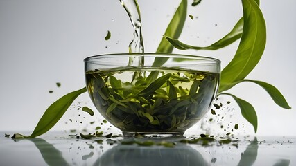 Invigorating Green Tea Latte with a Touch of Nature