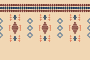 Traditional Ethnic ikat motif fabric pattern background geometric .African Ikat embroidery Ethnic pattern brown cream background wallpaper. Abstract,vector,illustration.Texture,frame,decoration.