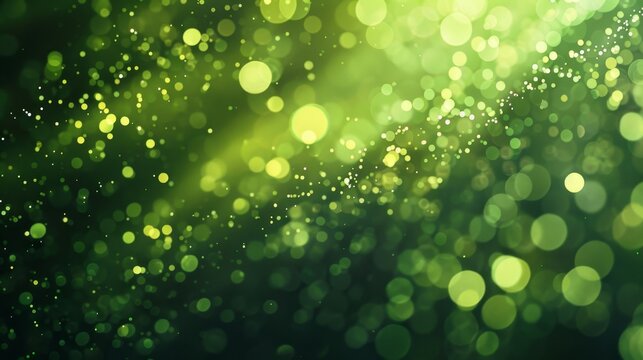 Abstract blurry glittering green particles 