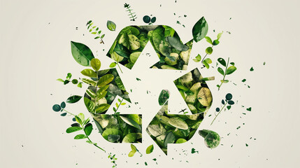recycling sign designed with leaves