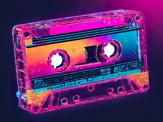 vintage audio tape 80s style illustration