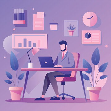 Efficient Workflow: A Vector Illustration of Modern Office Productivity