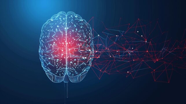 Abstract human brain shape with cardio pulse line