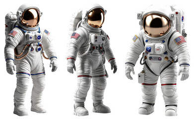 miniature of standing astronaut in White color and Transparent Background