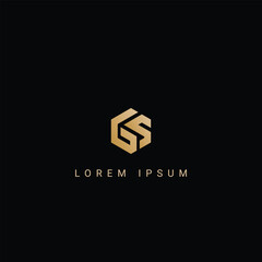 Minimal creative initial based GS logo and SG logo. Letter GS SG creative elegant monogram white color on black background