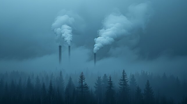polluted air filled with toxic smoke, symbolizing the environmental damage caused by tobacco smoke and air pollution 