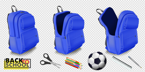 3d Vector of Yellow Backpack, Back to school and education concept. Eps 10 Vector. - 765786668