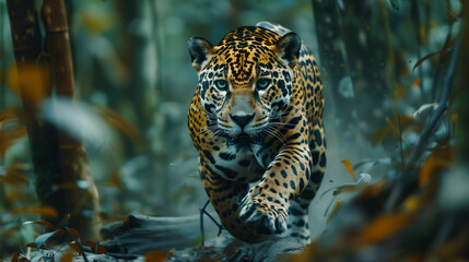 Jaguar running in the wild