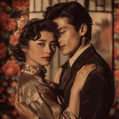Romantic portrait of a Korean couple