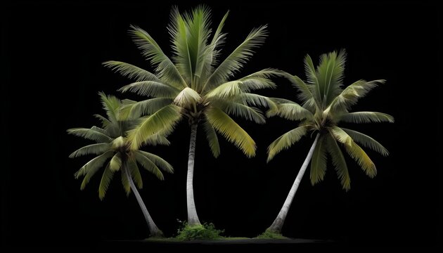 Coconut tree isolated on black background