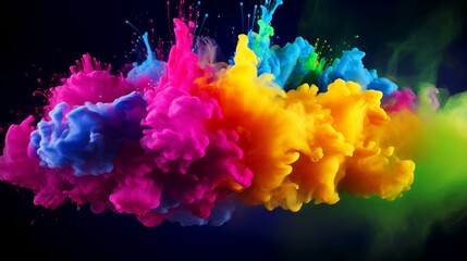 Colorful explosion of colored smoke. Abstract background. 3D rendering