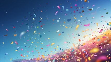 Illustrate a festive scene where colorful confetti rains down, adding an element of excitement to the celebratory occasion. 