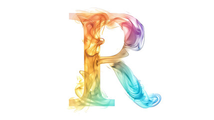 GRADIENT COLOR English letter R isolated over the Transparent background png