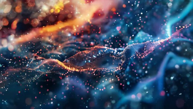 abstract particles in space with depth of field and bokeh