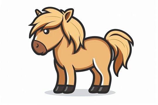 Shetland pony cartoon animal logo, illustration