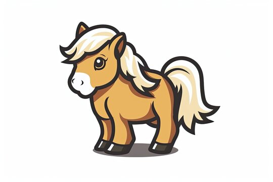 Shetland pony cartoon animal logo, illustration