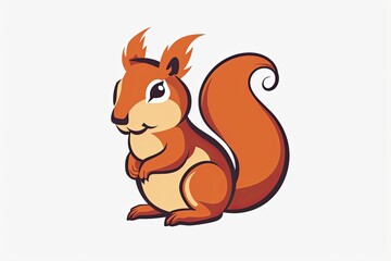 Squirrel cartoon animal logo, illustration