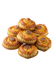 Streusel cinnamon apple pancakes stack isolated on transparent background