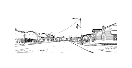Obraz premium Print Building view with landmark of Springdale is the most populous city in United States. Hand drawn sketch illustration in vector.