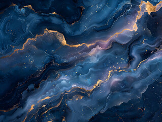 Fototapeta na wymiar A blue marble texture with gold and purple parts. Abstract background. High quality